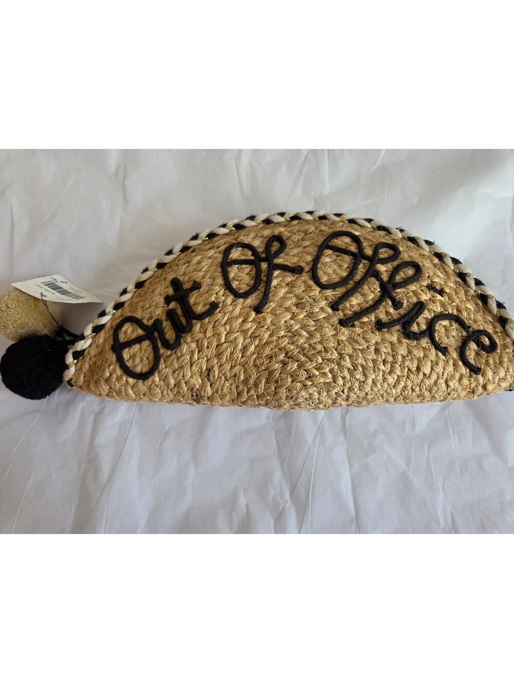Alter'd State Out Of Office Jute Clutch NWT Boho Beach Resort Pom Pom Bag